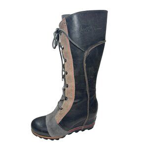Sorel Cate the Great Wedge Lace-Up Tall Boots size 9 Waterproof Suede Leather